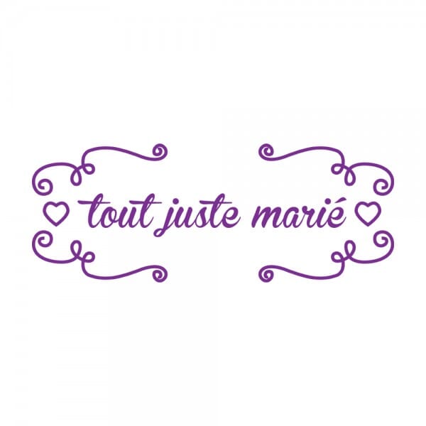 Tampon amour rectangulaire en bois - Tout juste marié