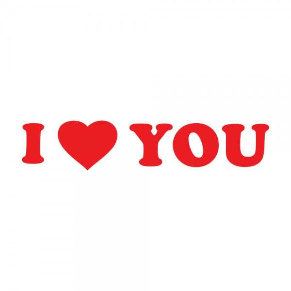 Tampon amour rectangulaire en bois - I heart you