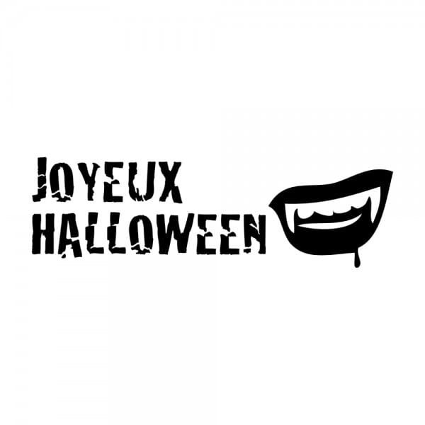 Tampon halloween rectangulaire en bois - Joyeux Halloween- dents