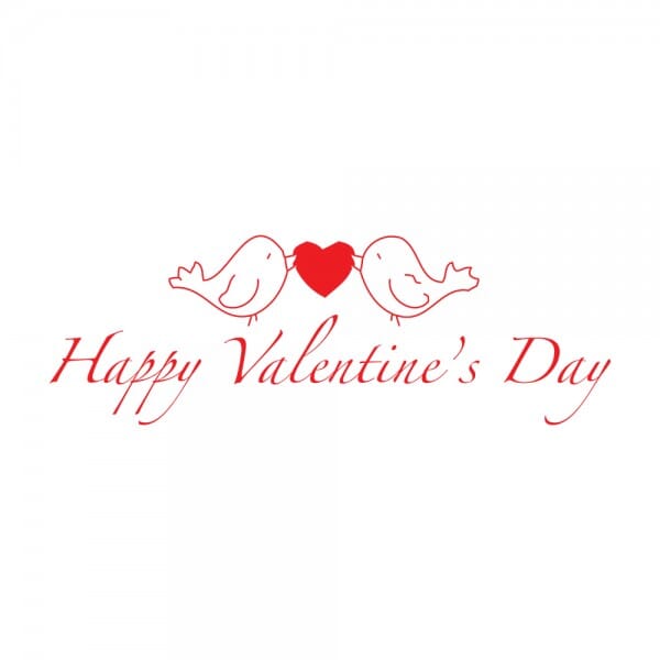 Tampon amour rectangulaire en bois - Happy Valentine&#039;s Day