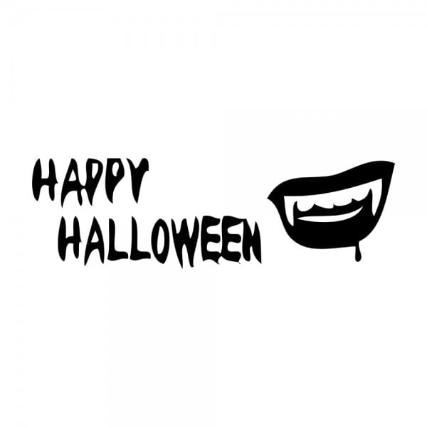 Tampon halloween rectangulaire en bois - Happy Halloween - teeth