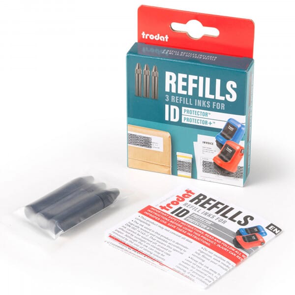 3 Flacons d&#039;encre noire pour rouleau encreur ID Protector