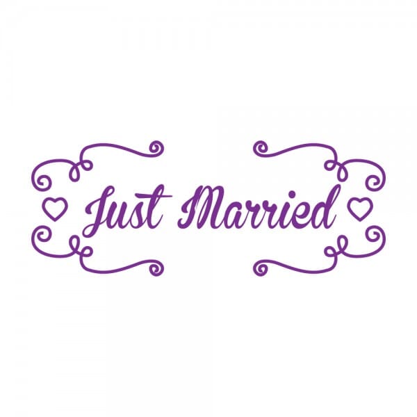 Tampon amour rectangulaire en bois - Just Married