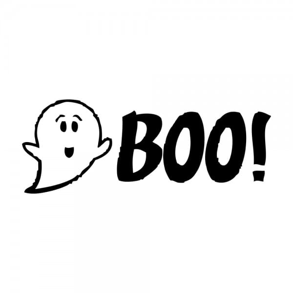 Tampon halloween rectangulaire en bois - Boo!
